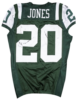 2009 Thomas Jones Game Used New York Jets Home Jersey Photo Matched To 12/20/2009 (Jets COA)